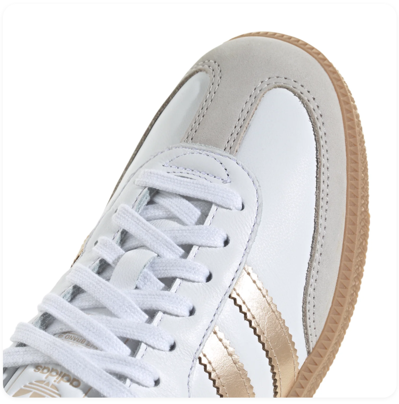 adidas Samba White & Metallic Gold Sneakers with Gum Sole