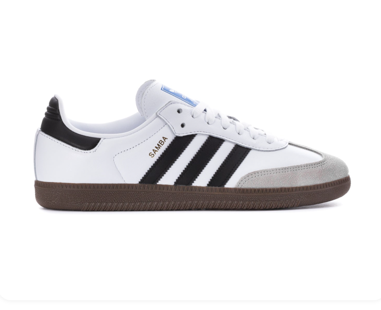 adidas Samba White & Black Sneakers with Grey Toe & Gum Sole