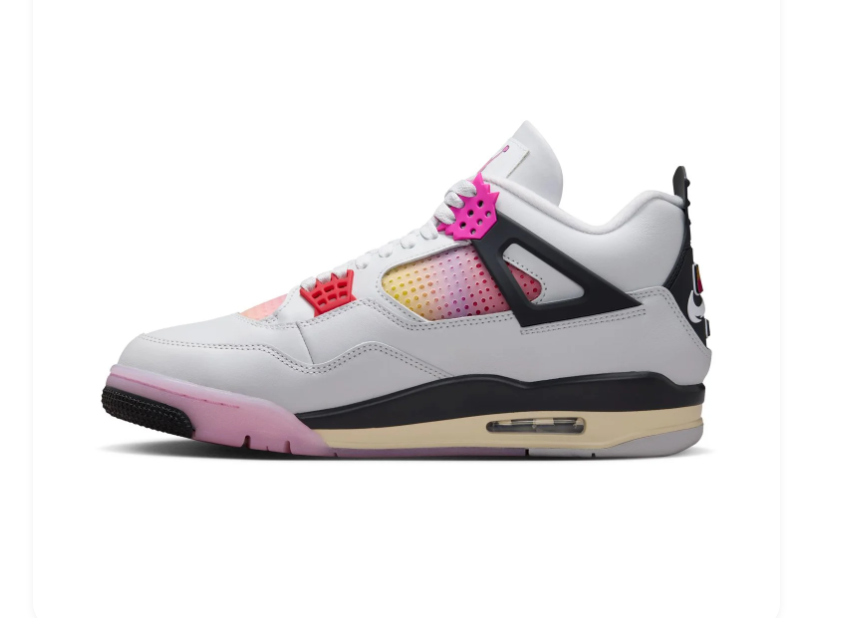 Air Jordan 4 White & Pink Sneakers with Gradient Accents