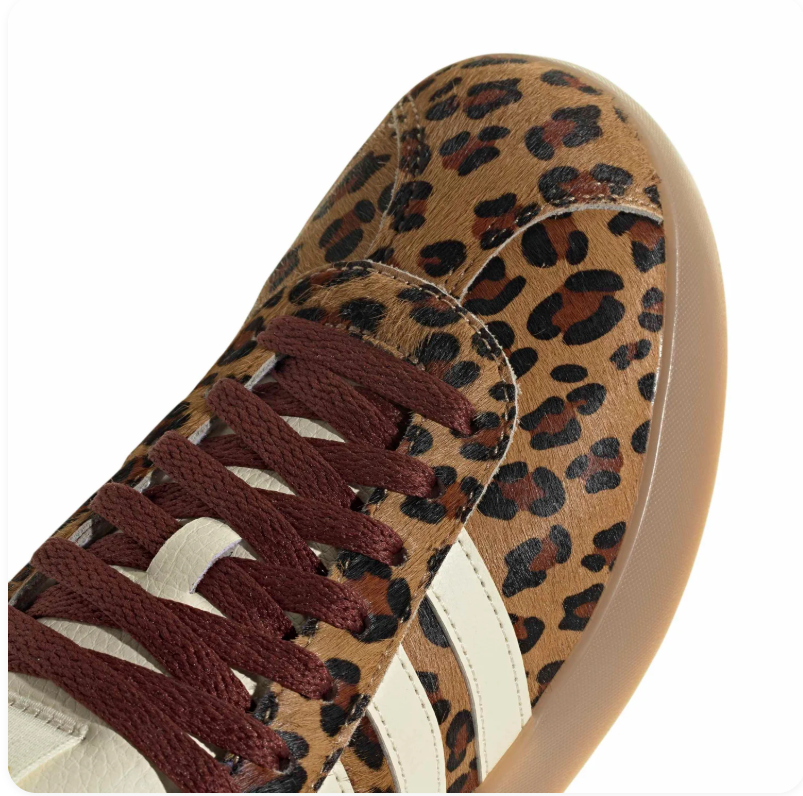 adidas Leopard-Print Sneakers with Cream Stripes & Burgundy Laces