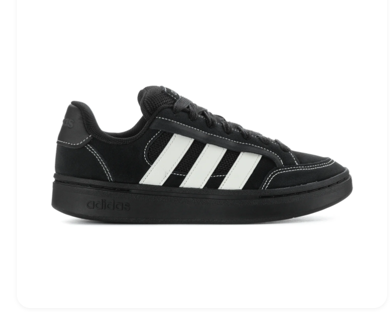 adidas Black & White Low-Top Sneakers with Black Sole