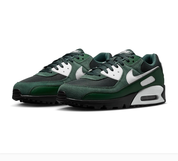 Nike Air Max 90 Forest Green & Black Sneakers with White Swoosh