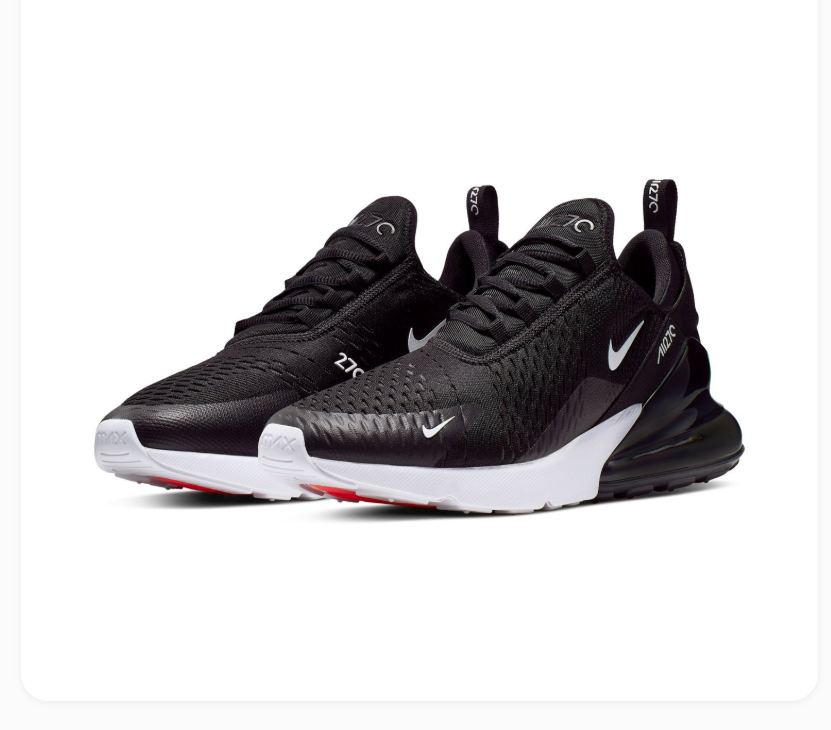 Nike Air Max 270 Black & White Sneakers with Orange Sole Accent