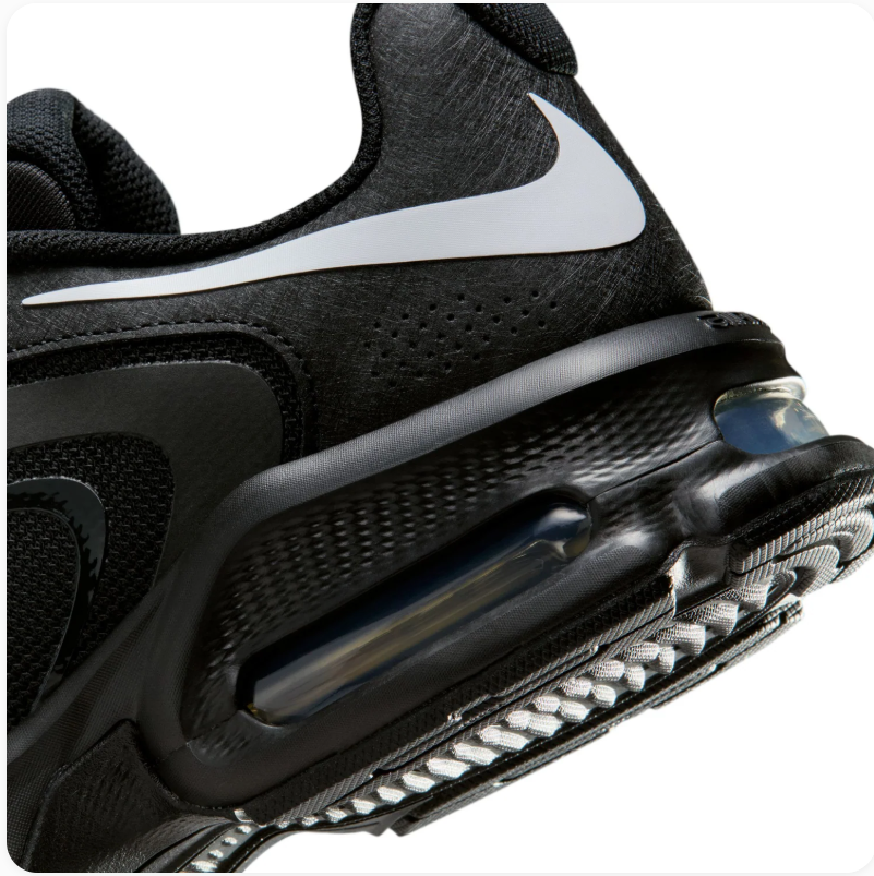 Nike Air Max Black Sneakers with White Swoosh & Wave Overlays