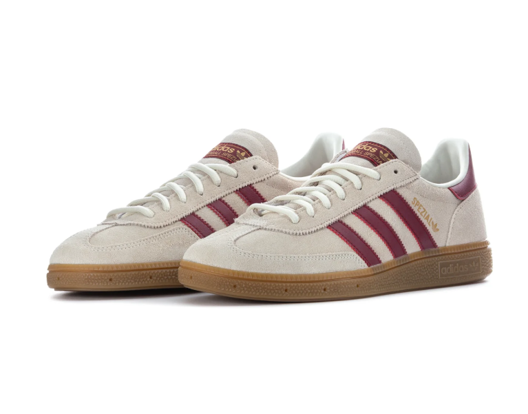 adidas Handball Spezial Cream & Burgundy Sneakers with Gum Sole