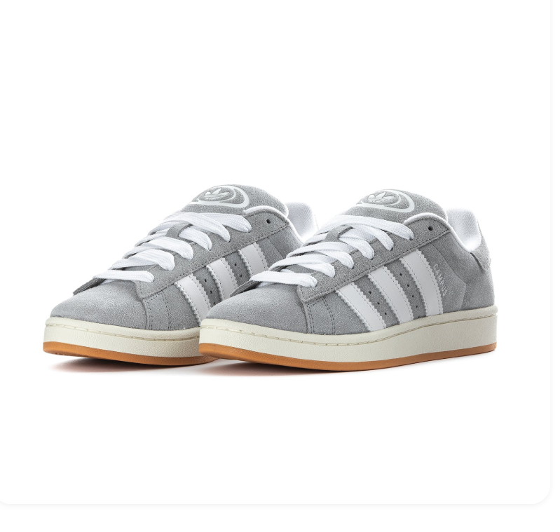 adidas Campus Grey & White Sneakers with Gum Outsole