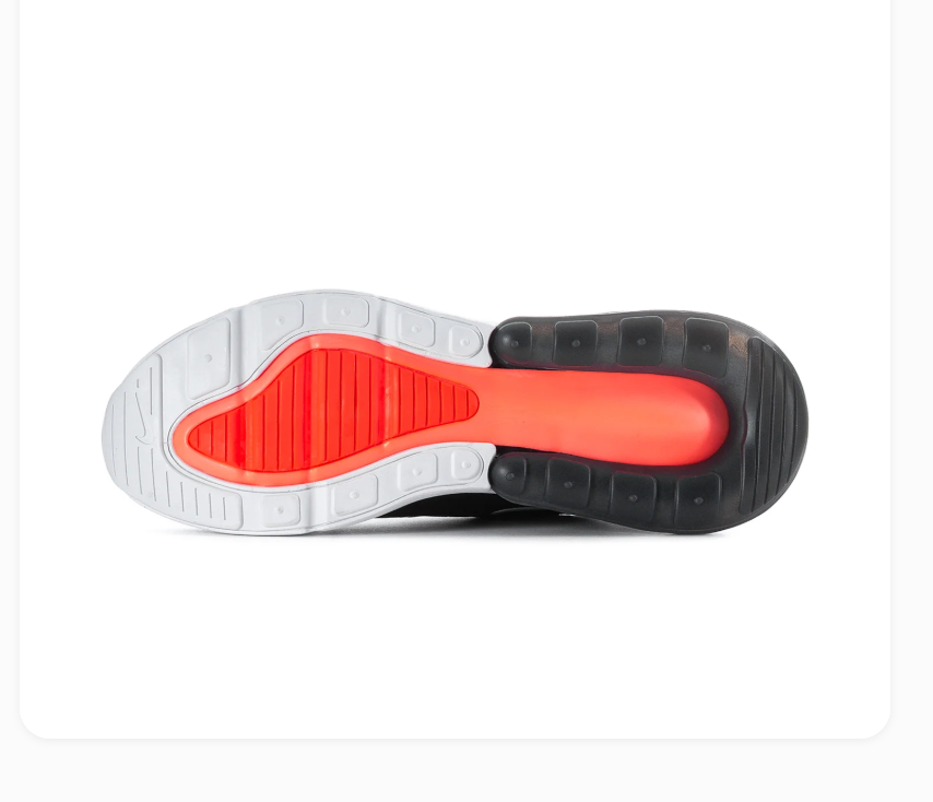Nike Air Max 270 Black & White Sneakers with Orange Sole Accent