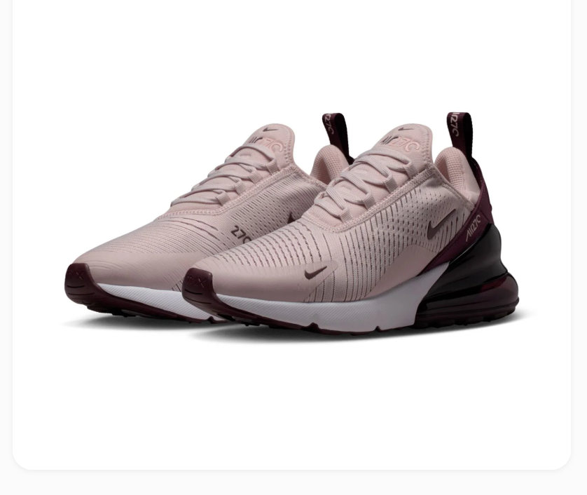Nike Air Max 270 Blush Pink & Burgundy Sneakers
