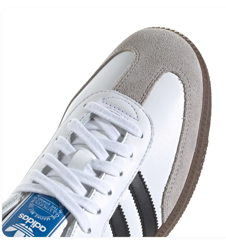 adidas Samba White & Black Sneakers with Grey Toe & Gum Sole