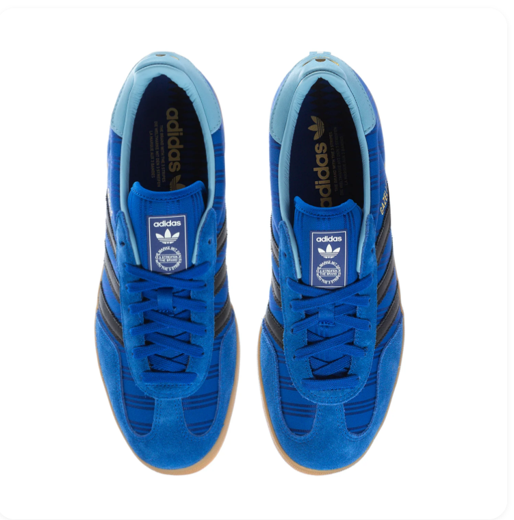 adidas Gazelle Blue & Black Sneakers with Light Blue Heel & Gum Sole