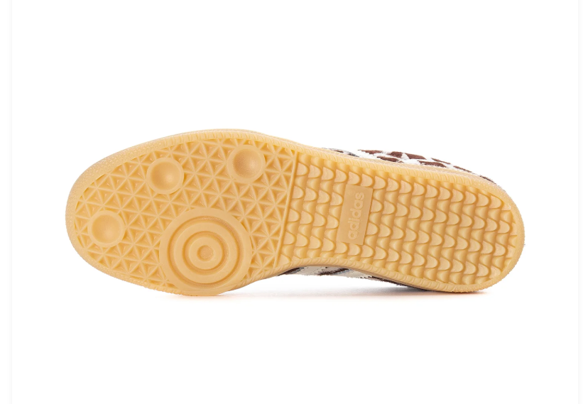 adidas Brown & Cream Cow-Print Sneakers with Light Blue Laces & Gum Sole