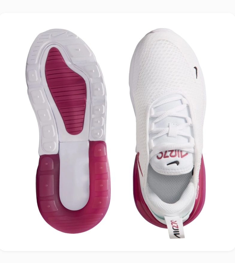 Nike Air Max 270 White & Magenta Mesh Sneakers