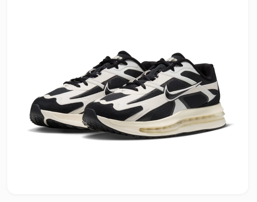 Nike Air Max Black & White Sneakers with Cream Midsole