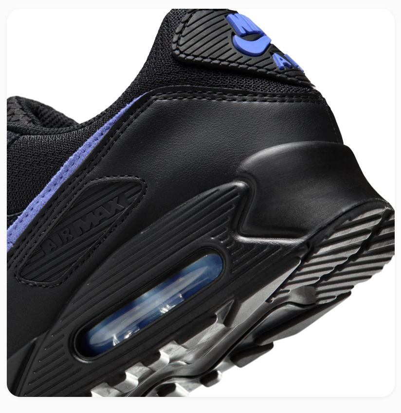 Nike Air Max 90 Black Sneakers with Purple Swoosh