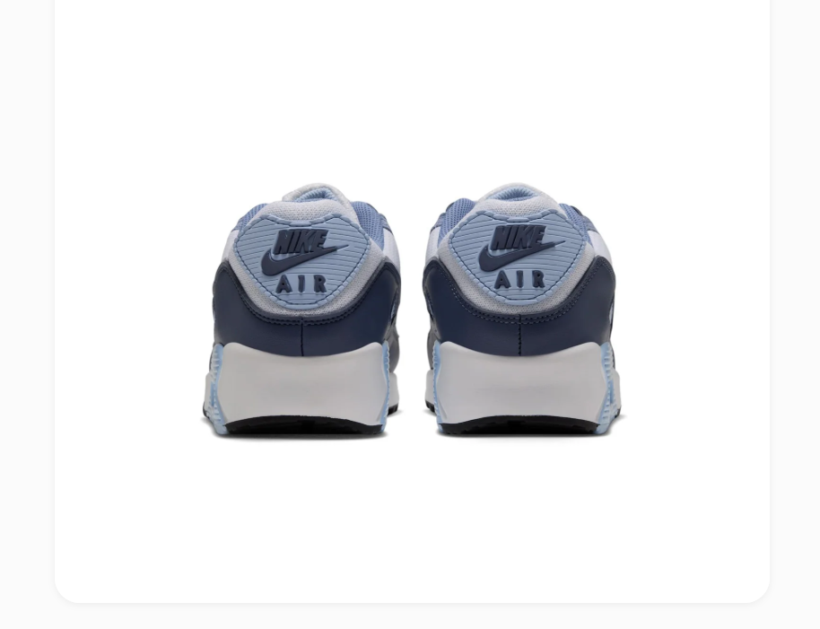 Nike Air Max 90 White & Blue Sneakers with Navy Overlays