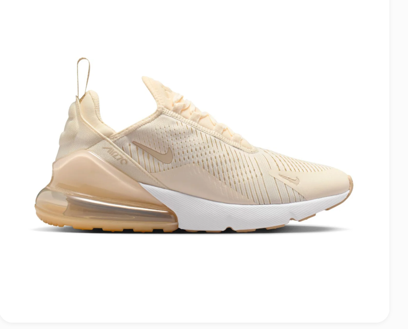 Nike Air Max 270 Cream & Beige Sneakers with Gum Outsole
