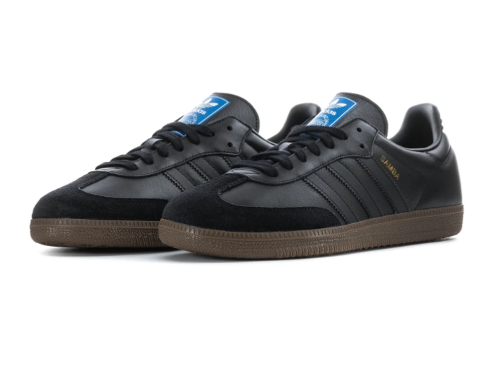 adidas Samba Black Sneakers with Tonal Stripes & Dark Gum Sole