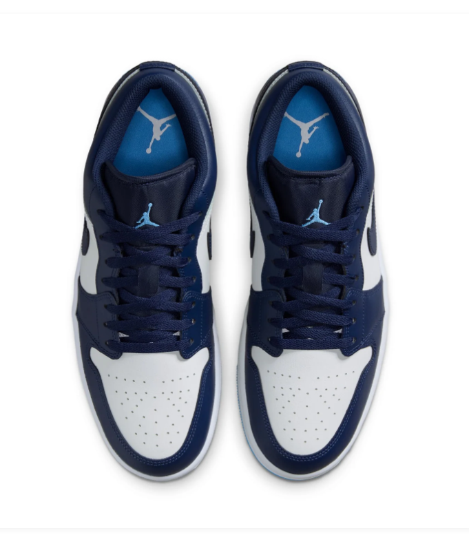 Air Jordan 1 Low Navy & White Sneakers with Bright Blue Sole