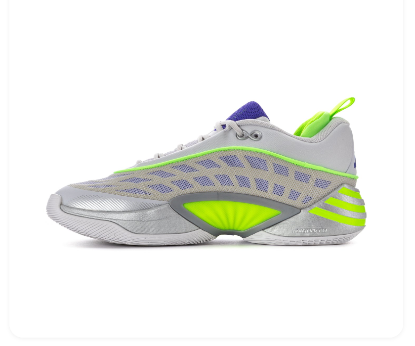adidas Light Grey & Silver Sneakers with Neon Green & Purple Accents