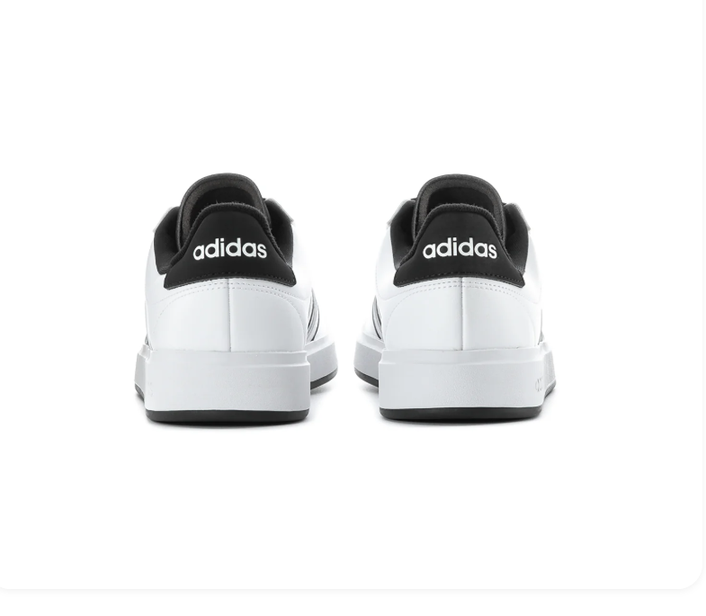 adidas White & Black Low-Top Sneakers with Outlined Stripes