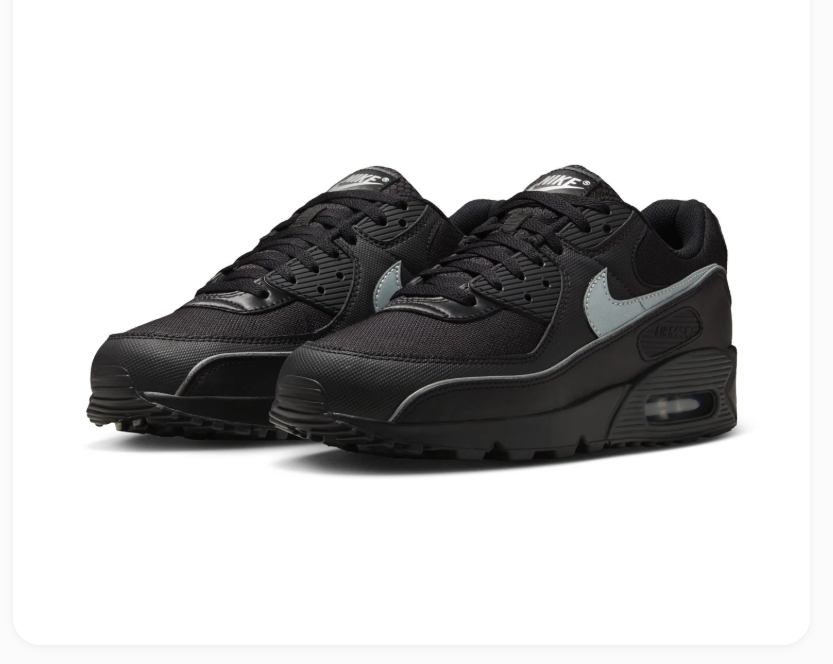 Nike Air Max 90 Black Sneakers with Grey Swoosh