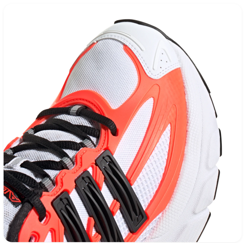 adidas Adistar White & Orange Chunky Sneakers with Black Stripes