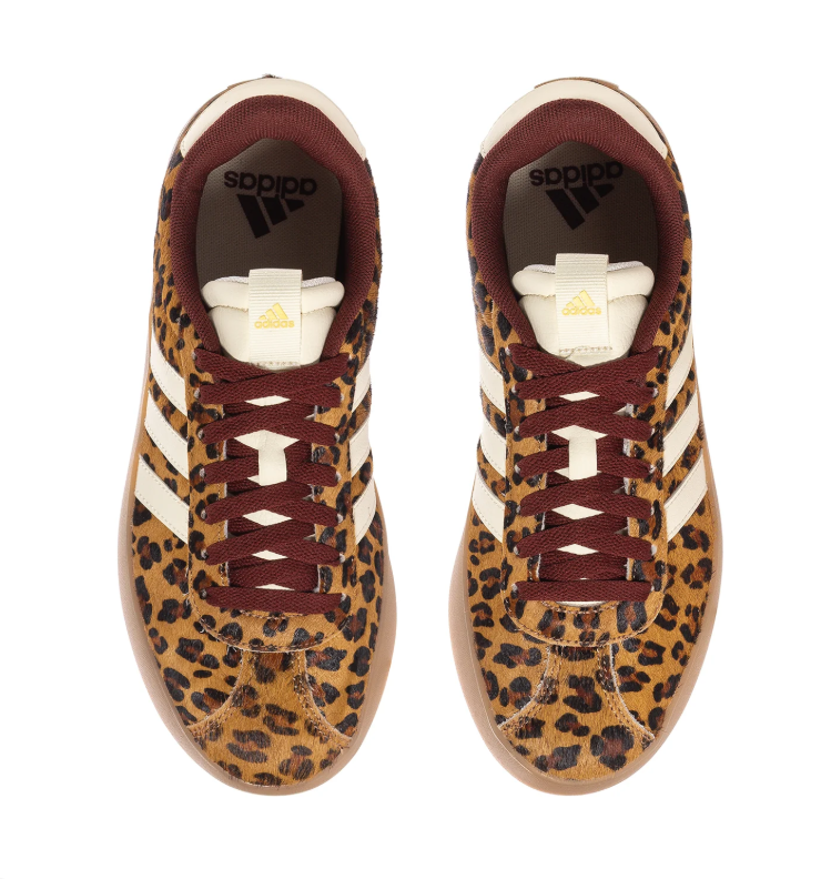adidas Leopard-Print Sneakers with Cream Stripes & Burgundy Laces