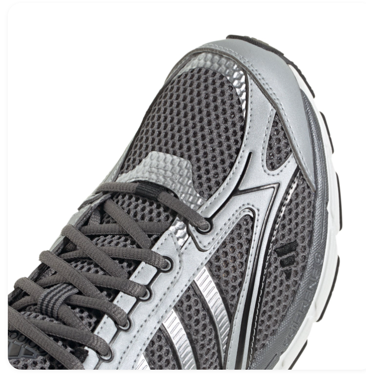 adidas Grey & Silver Mesh Sneakers with White Midsole