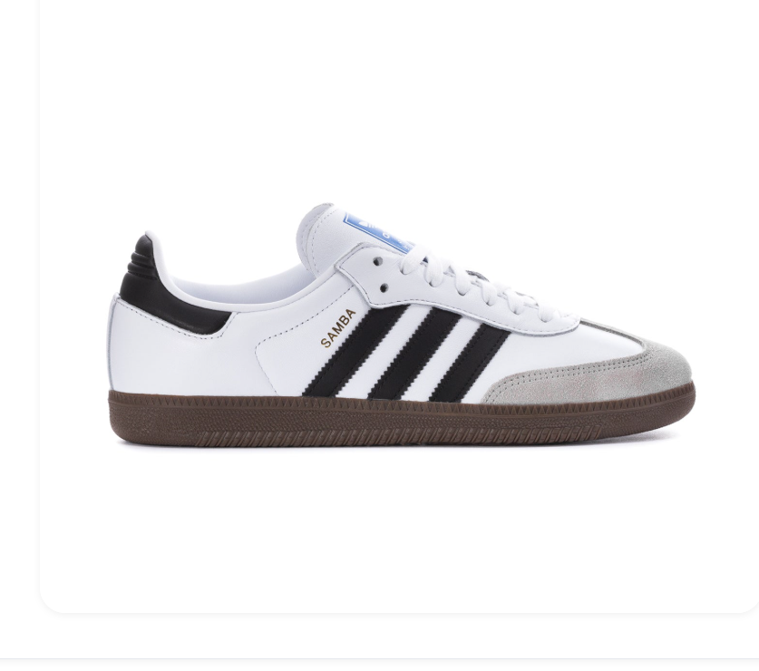 adidas Samba White & Black Sneakers with Grey Toe & Dark Gum Sole