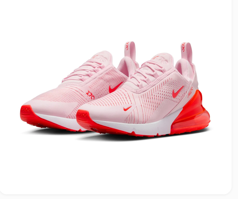 Nike Air Max 270 Light Pink Sneakers with Bright Coral Heel