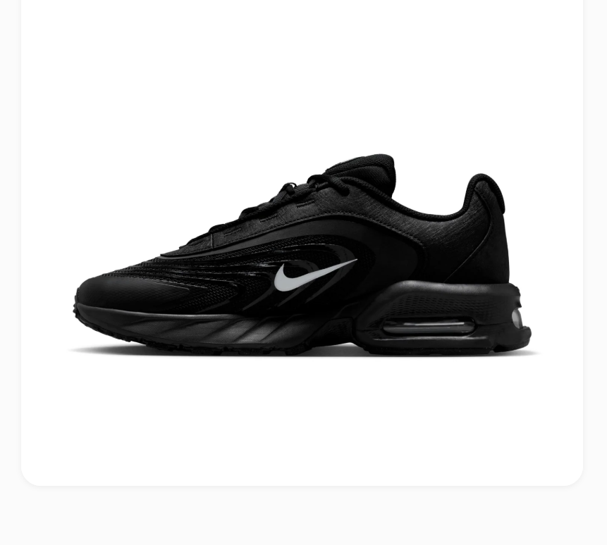 Nike Air Max Black Sneakers with White Swoosh & Wave Overlays