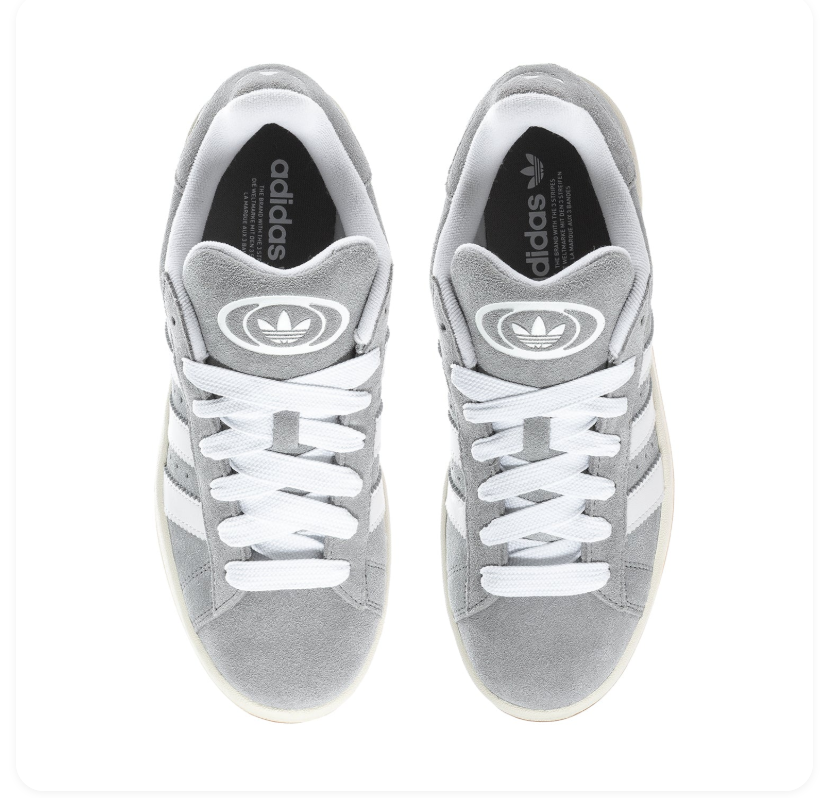 adidas Campus Grey & White Sneakers with Gum Outsole