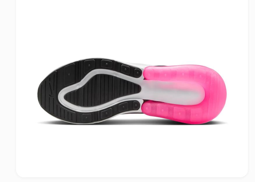 Nike Air Max 270 White Sneakers with Hot Pink Heel Air Unit