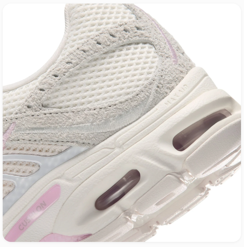 Nike Air Max Cream & Light Grey Mesh Sneakers with Pink Accents