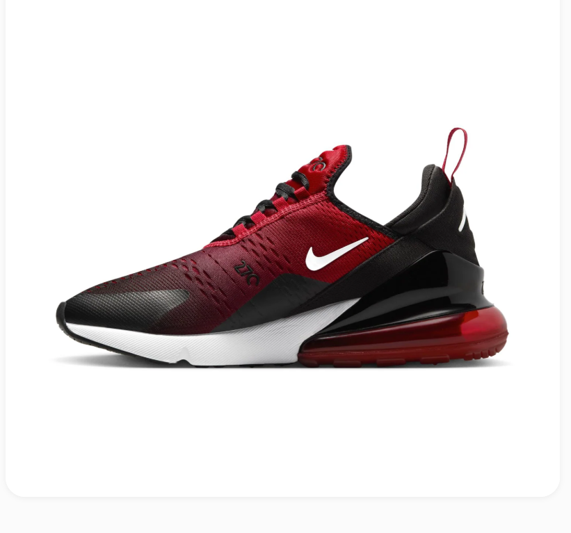 Nike Air Max 270 Red & Black Sneakers with White Accents