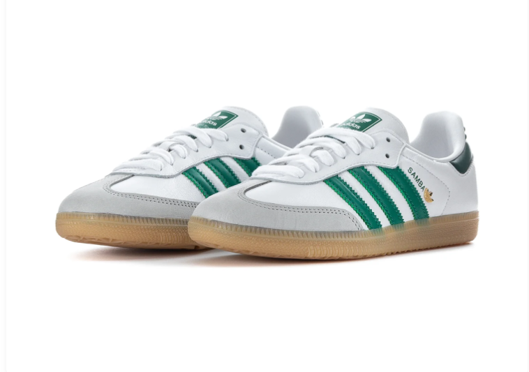 adidas Samba White & Green Sneakers with Grey Toe & Gum Sole