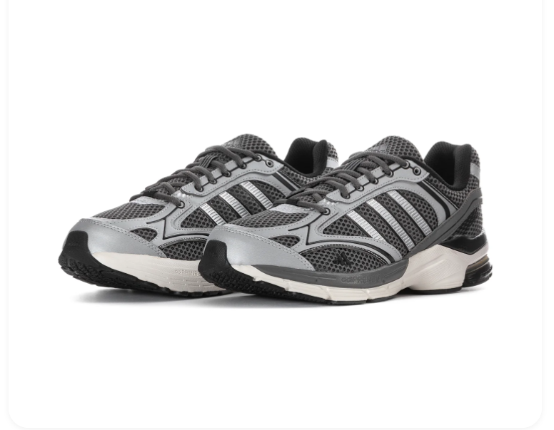 adidas Grey & Silver Mesh Sneakers with White Midsole