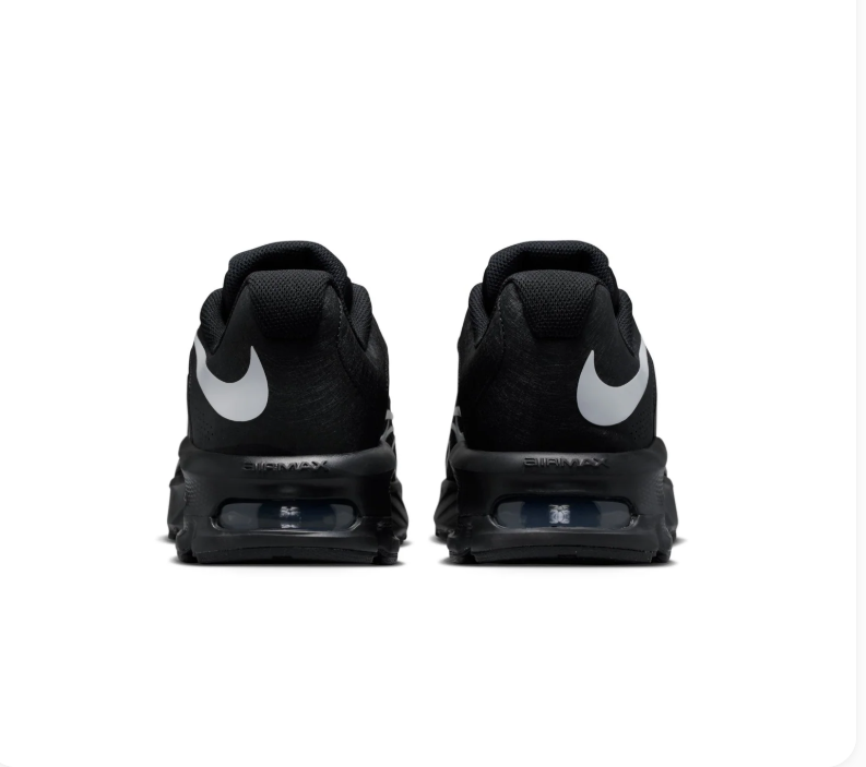 Nike Air Max Black Sneakers with White Swoosh & Wave Overlays