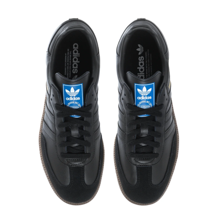 adidas Samba Black Sneakers with Tonal Stripes & Dark Gum Sole