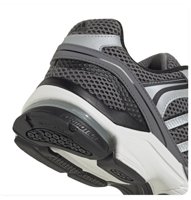adidas Grey & Silver Mesh Sneakers with White Midsole
