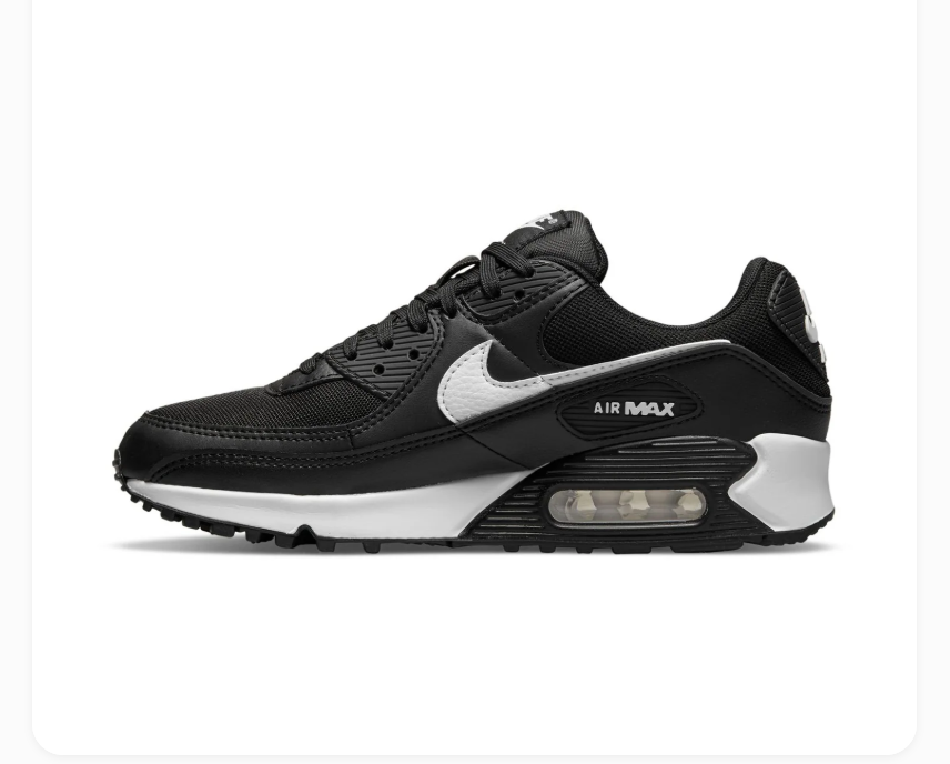 Nike Air Max 90 Black & White Mesh Sneakers