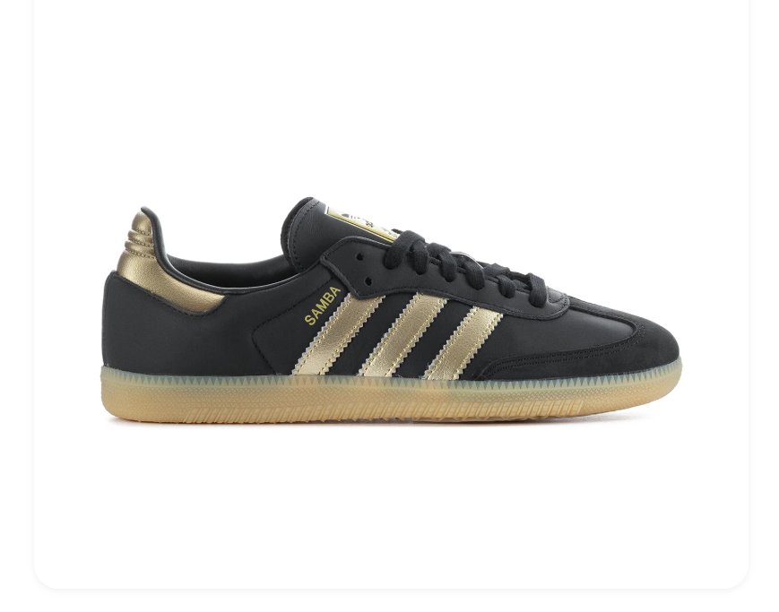 adidas Samba Black & Metallic Gold Sneakers with Gum Sole