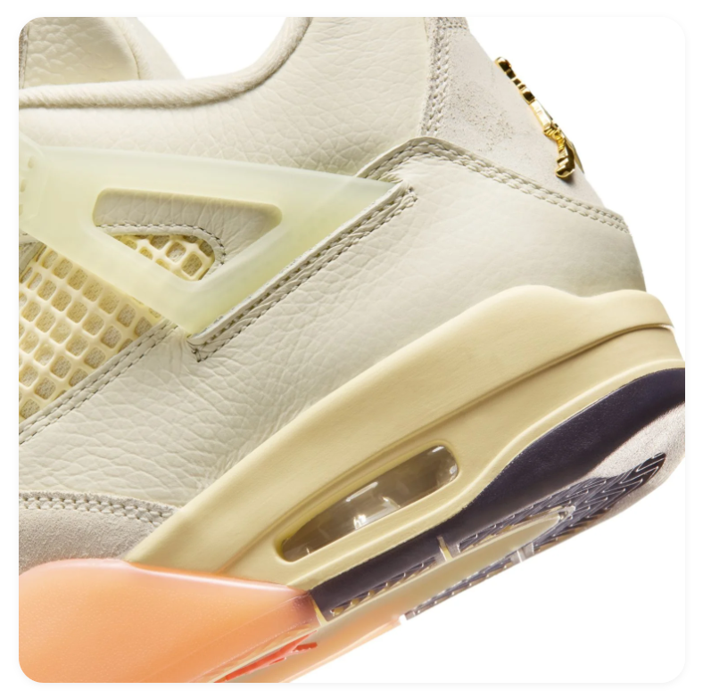 Air Jordan 4 Cream Sneakers with Peach & Orange Accents