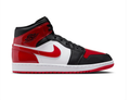 Air Jordan 1 Mid Glossy Red, Black & White Sneakers