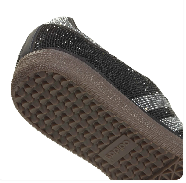 adidas Black & Silver Rhinestone-Style Sneakers with Brown Sole