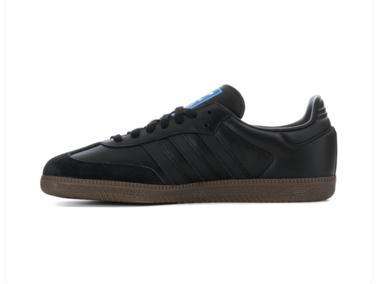 adidas Samba Black Sneakers with Tonal Stripes & Dark Gum Sole
