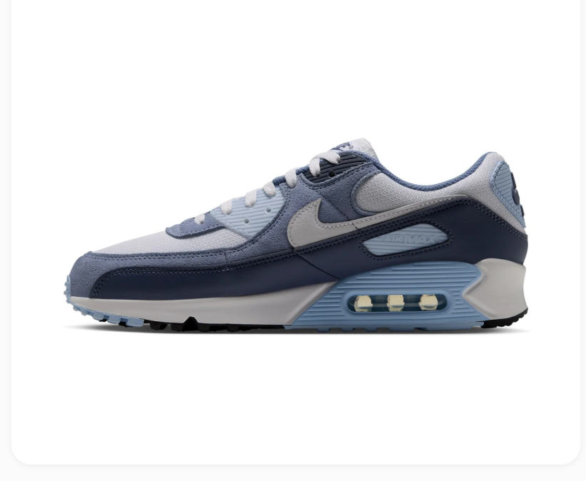 Nike Air Max 90 White & Blue Sneakers with Navy Overlays