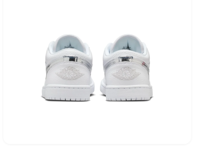 Air Jordan 1 Low White & Metallic Silver Sneakers