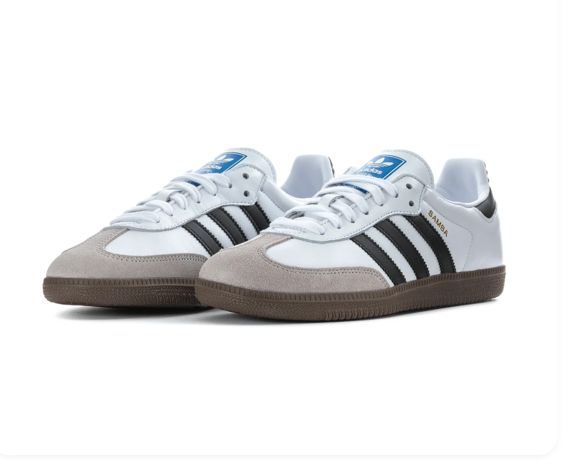 adidas Samba White & Black Sneakers with Grey Toe & Gum Sole