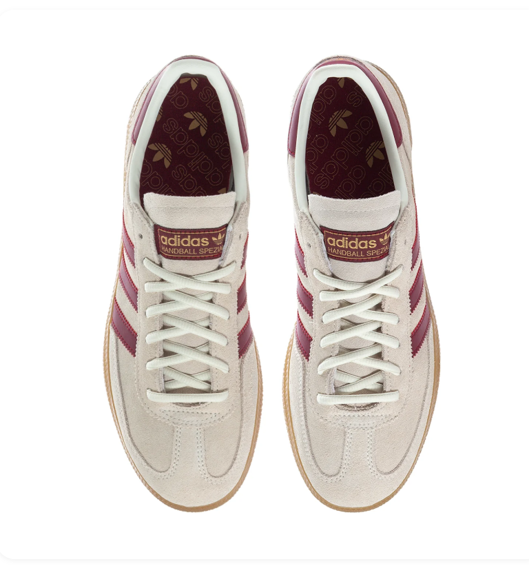 adidas Handball Spezial Cream & Burgundy Sneakers with Gum Sole
